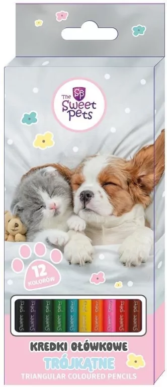 Kredki ołówkowe trójkątne The Sweet Pets 12 kol. - tantis.pl