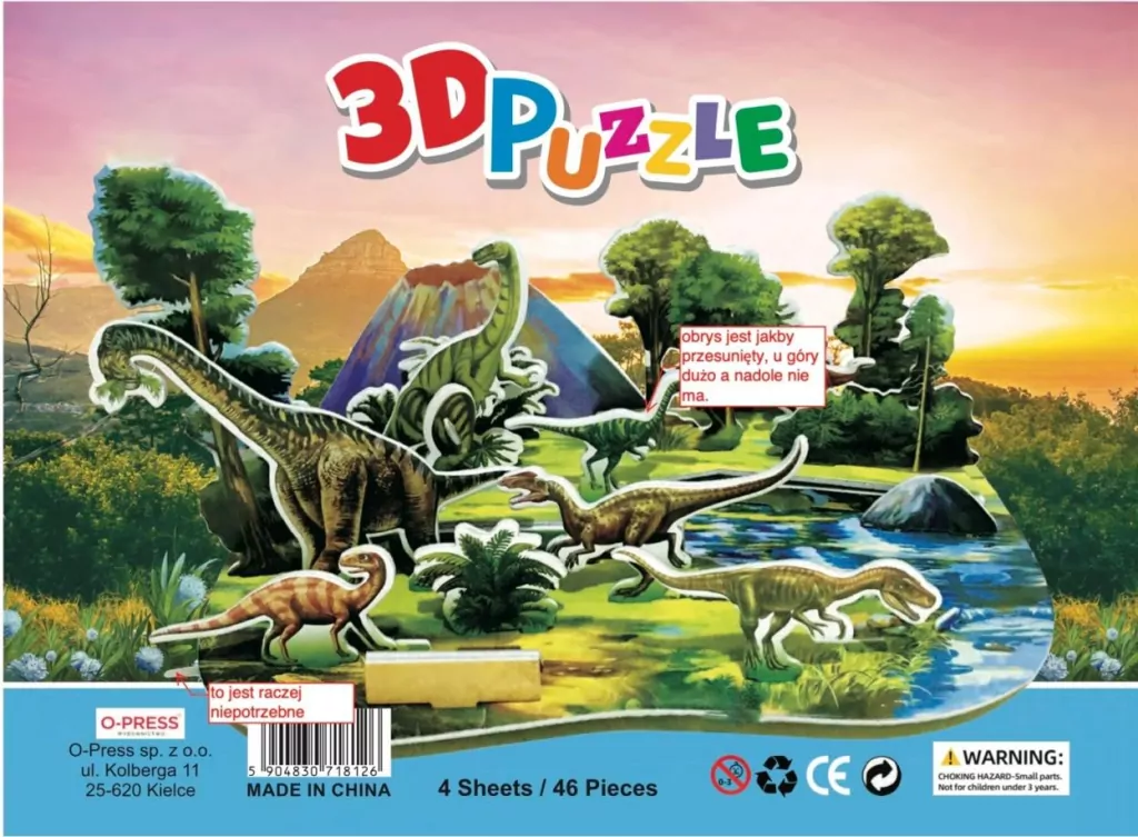 Puzzle 3D 46 Dinozaury - tantis.pl