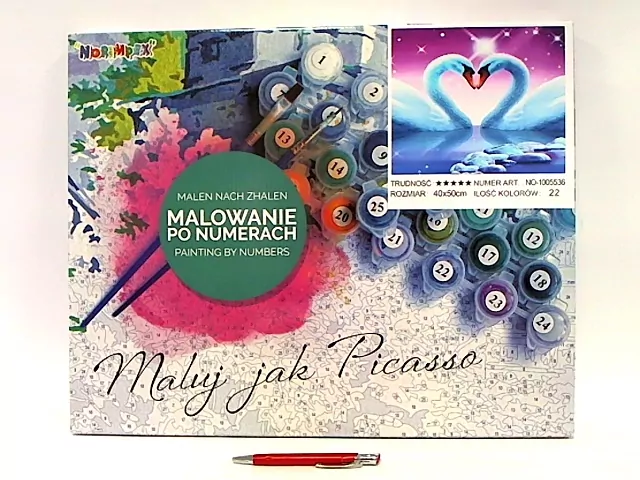 Malowanie po numerach Łabędzie serduszko w fiolecie - tantis.pl