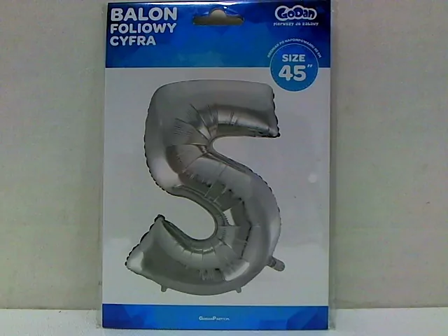 Balon foliowy B&C cyfra 5 srebrna 85cm - tantis.pl