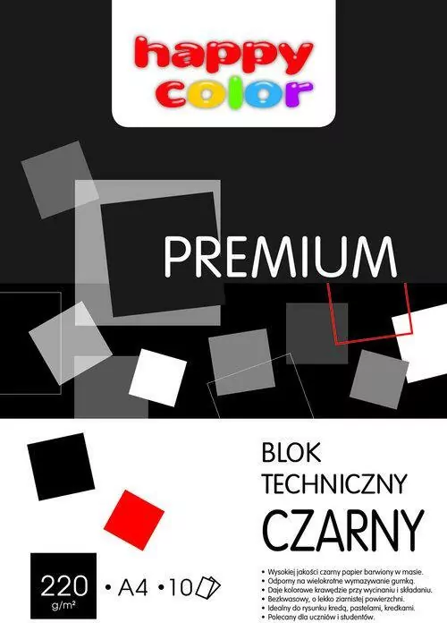 Blok techniczny czarny A4/10K. Premium Happy Color - tantis.pl