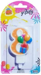 Świeczka urodzinowa "8" z balonikami