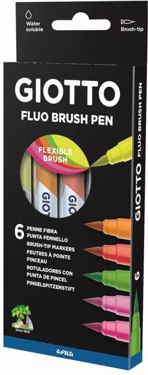 Pisaki Fluo Brush Pen 6 kolorów - tantis.pl