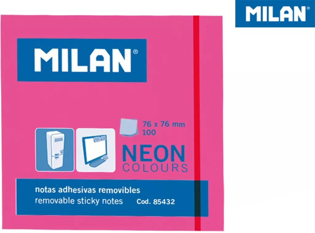 Karteczki samoprzylepne 76x76 neonowy róż MILAN - tantis.pl