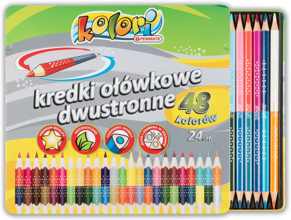 Kredki Premium Kolori dwustronne, 48 kolorów - tantis.pl