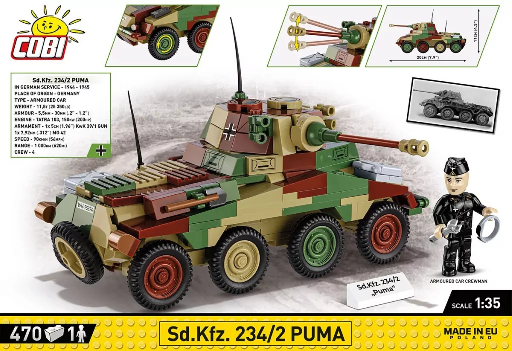 Cobi. Klocki, czołg Sd.Kfz 234/2 Puma - tantis.pl