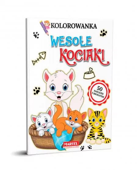 Kolorowanka. Wesołe kociaki. 50 naklejek z brokatem. - tantis.pl