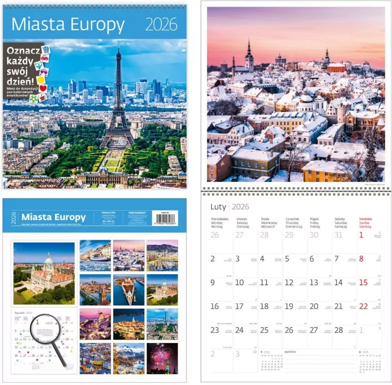 Kalendarz 2026 ścienny 30x30 Zwiedzaj Polskę HELMA - tantis.pl