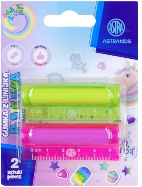 Gumka i linijka 2w1 Astrakids Unicorn 2 szt. - tantis.pl