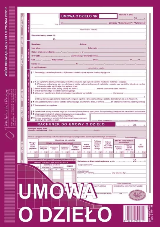 UD Umowa o dzieło A4 510-1H - tantis.pl