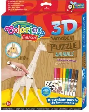 Puzzle drewniane do kolorowania 3D żyrafa - tantis.pl