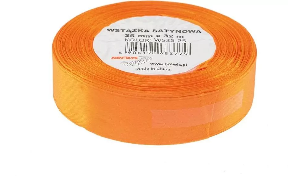 Wstążka satynowa pomarańczowa 25mmx32m - tantis.pl