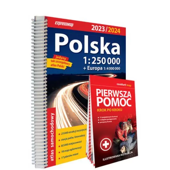 Polska. Atlas samochodowy 1:250 000. Instrukcja pierwszej pomocy - tantis.pl