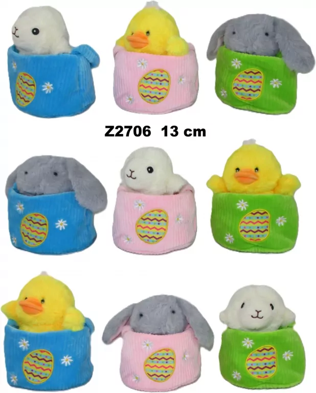 Zwierzątko wielkanocne w koszyczku 13cm MIX - tantis.pl