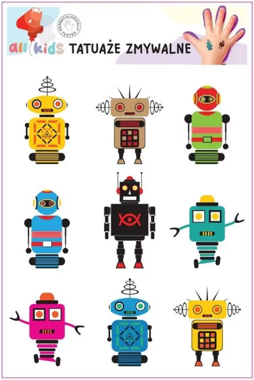 Tatuaże zmywalne. Roboty - tantis.pl