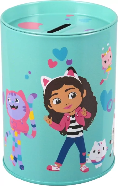 Skarbonka metalowa okrągła Koci Domek Gabby - tantis.pl