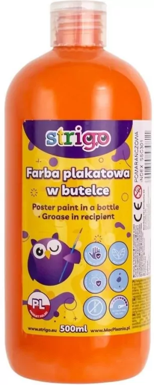 Farba plakatowa w butelce. Pomarańczowa  500ml - tantis.pl
