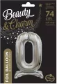 Balon foliowy 0, stojący, srebrny, 74 cm - tantis.pl