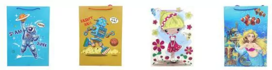 Torebka prezentowa dziecięca mix 30x42x25cm szerokie dno p12 - tantis.pl