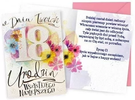 Kukartka. Karnet B6. Urodziny 18 - tantis.pl