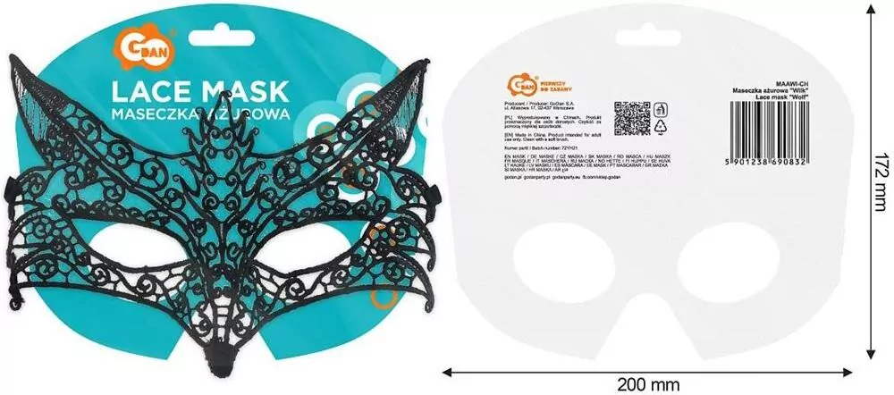 Maseczka ażurowa wilk - tantis.pl