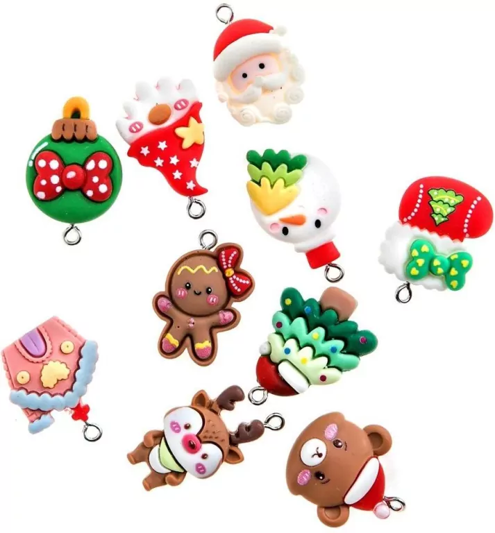 Zawieszki polimerowe 3D - Christmas goodies 10szt - tantis.pl
