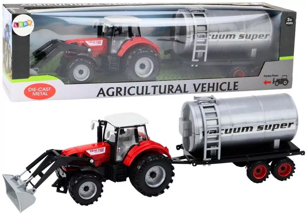 Traktor z cysterną na napęd czerwony - tantis.pl