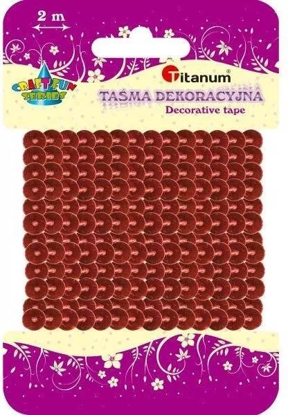 Cekiny na taśmie. Czerwone 6mmx2m - tantis.pl
