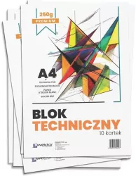 Blok techniczny A4 biały premium 250g