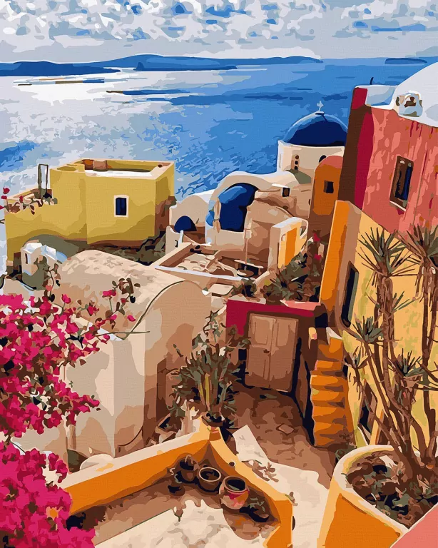 Malowanie po numerach - Wyspa Santorini 40x50cm - tantis.pl