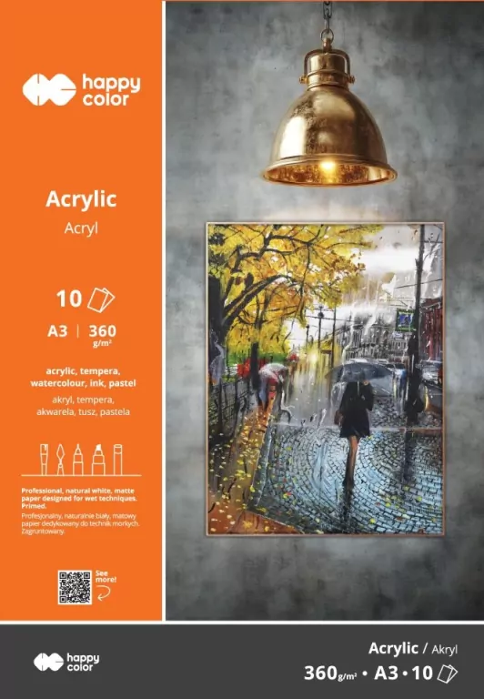 Blok do akrylu Art. A3 360g. 10ark. Happy Color - tantis.pl