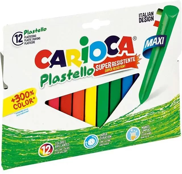 Kredki świecowe Jumbo plastello Carioca12 kolorów 42671 - tantis.pl
