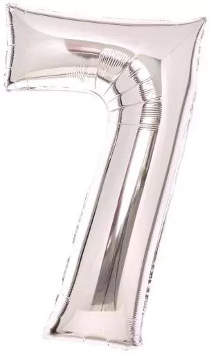 Balon foliowy cyfra 7 srebrna 45x66cm - tantis.pl