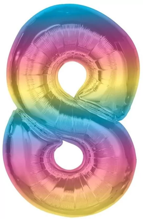Balon foliowy cyfra 8 tęczowa Smart 92cm - tantis.pl