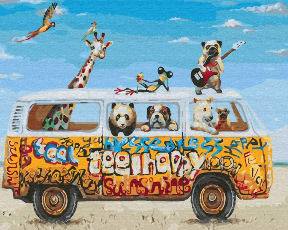 Malowanie po numerach Rajd zwierząt 40x50cm - tantis.pl