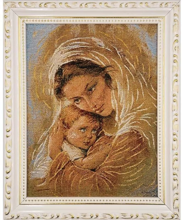 Obraz Haftowany Matka Boża z dzieciątkiem 22x27,5 - tantis.pl