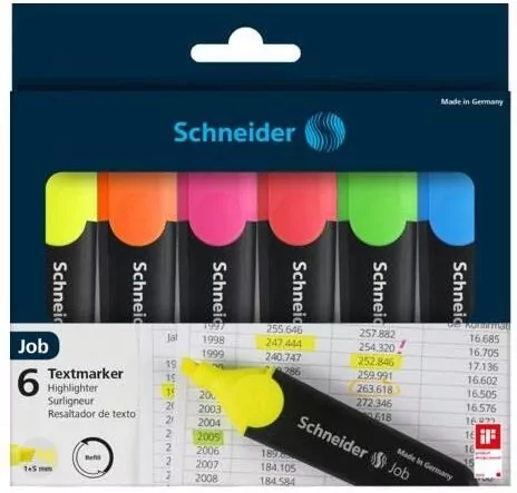 Zestaw zakreślaczy Schneider Job 6 szt - tantis.pl