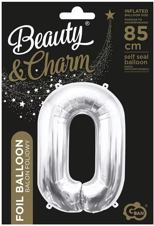 Balon foliowy B&C cyfra 0 srebrna 85cm - tantis.pl