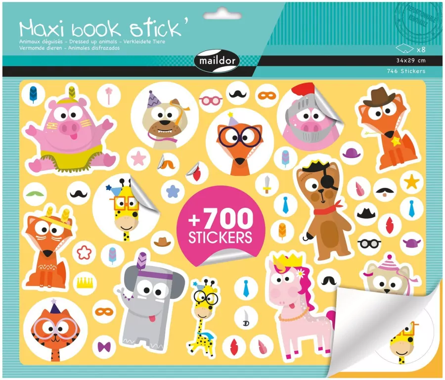 Zestaw naklejek Maxi Book Stick Przebrane zwierzęta - tantis.pl