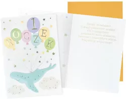 Karnet B6 Urodziny Roczek (wieloryb)