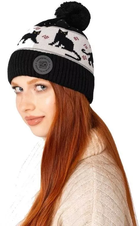 Czapka zimowa Czarne koty - tantis.pl