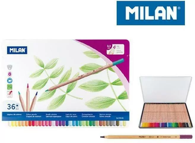 Kredki Milan. Ołówkowe. Sześciokątne. 36 kolorów w metalowym opakowaniu - tantis.pl