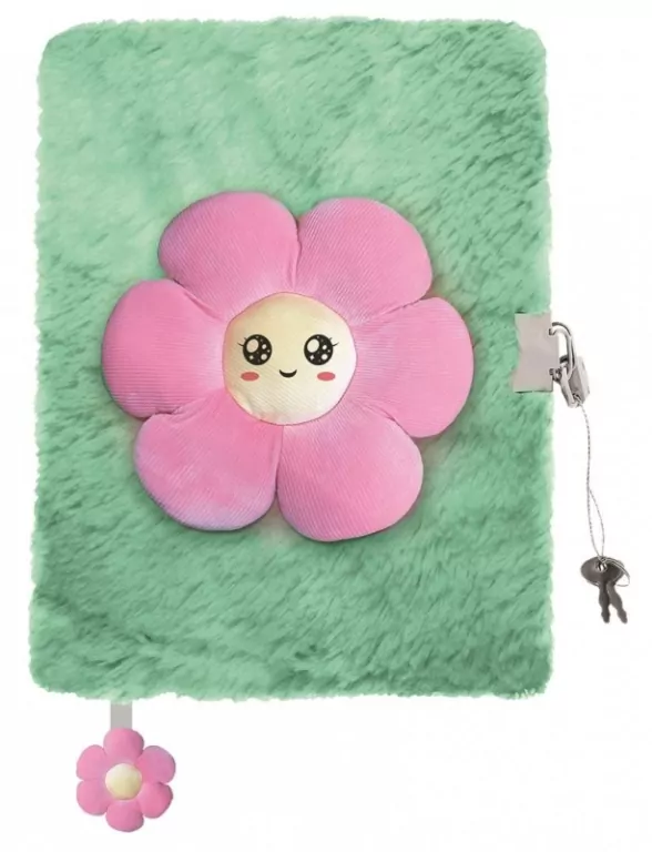 Pamiętnik z kłódką 3D włochacz PINK FLOWER A5, 96 kartek - tantis.pl
