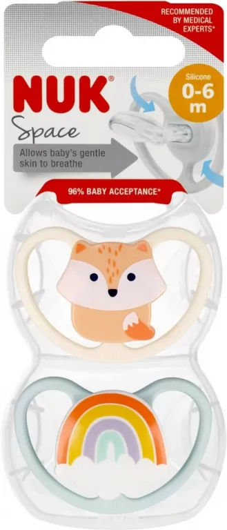 NUK. Space. Smoczki. 0-6 miesięcy. Lis i tęcza - tantis.pl