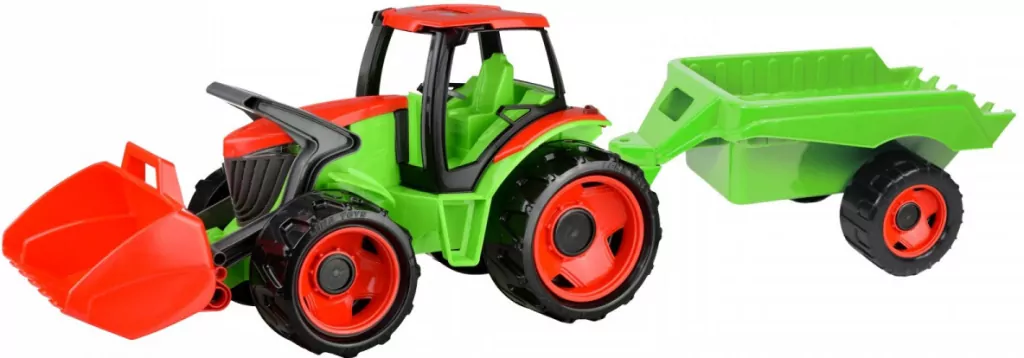 Pojazd Traktor z łyżką i przyczepą czerwono-zielony - tantis.pl