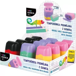 Temperówka podwójna z gumką  KIDEA