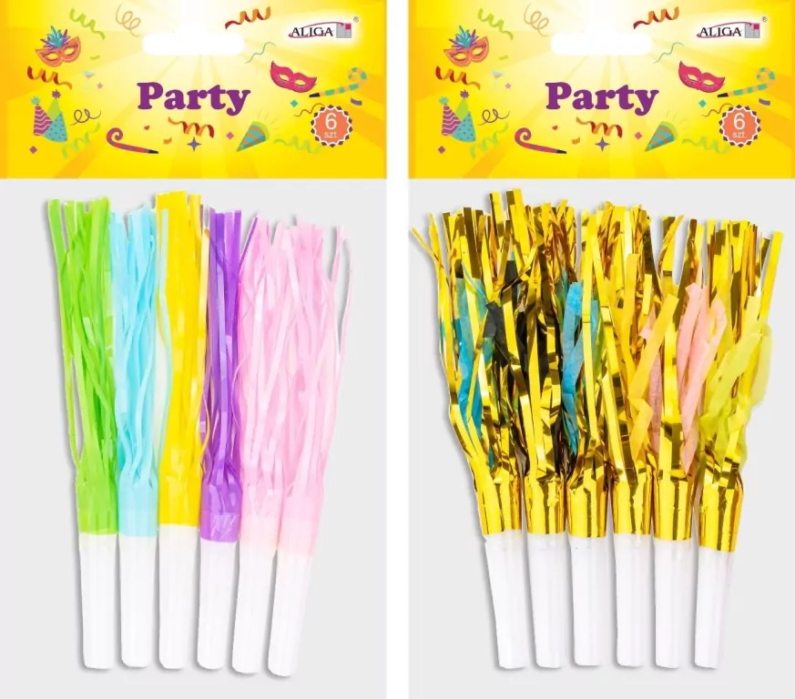 Gwizdek pastelowy lub metalizowany 6szt MIX - tantis.pl