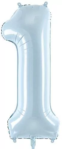 Balon foliowy cyfra 1 72cm jasny niebieski - tantis.pl