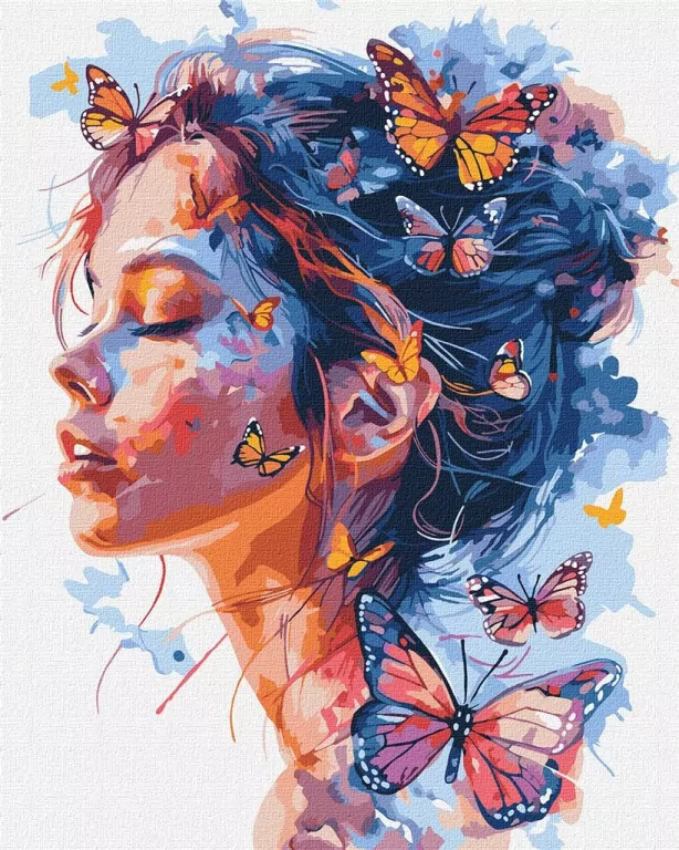Malowanie po numerach. Dziewczyna i motyle 40x50cm - tantis.pl
