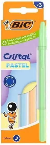 Długopis Cristal Pastel 1mm niebieski 3szt BIC - tantis.pl